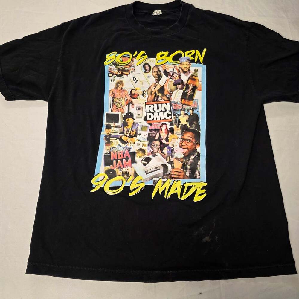 80's Born 90's Made Pop Culture Collage Graphic T-Shirt XL